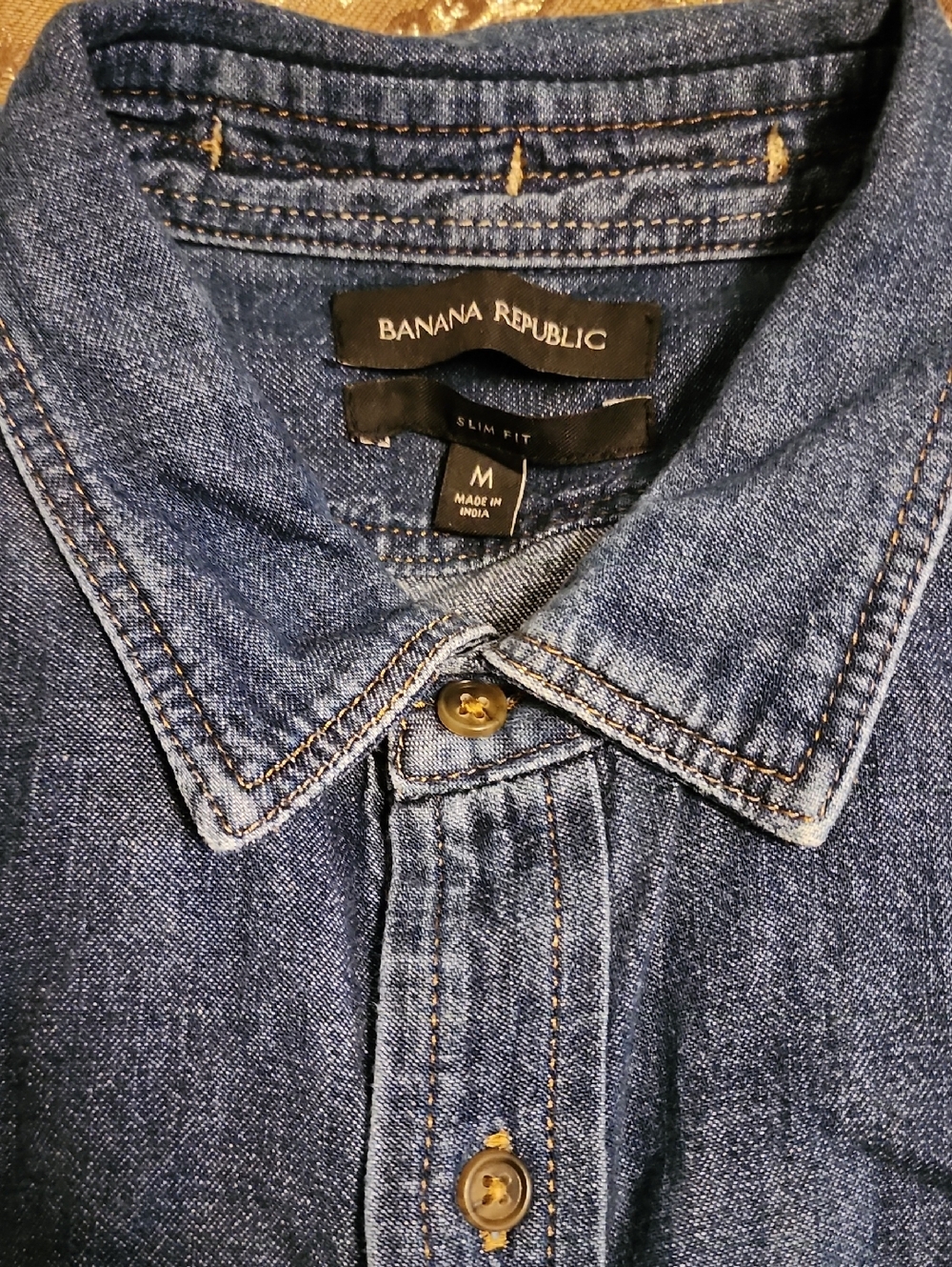 Banana Republic Men's Dark Blue Denim Slim-Fit Shirt